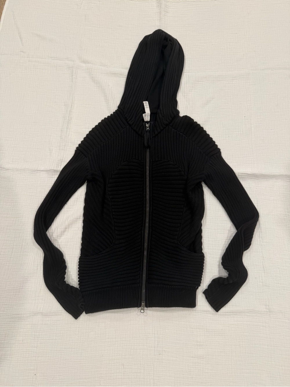 lululemon athletica Black Ribbed Knit Hooded Vest